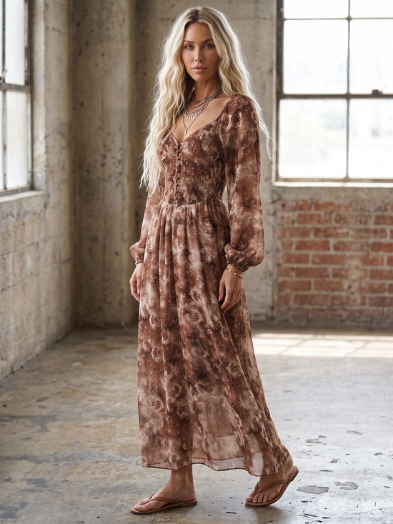 Promesa Dresses & Skirts - NWT Promesa Sweetheart Smocked Button Boho Floral Midi Maxi Dress